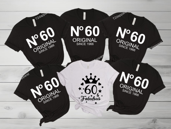 60 and fabulous birthday mock black and white